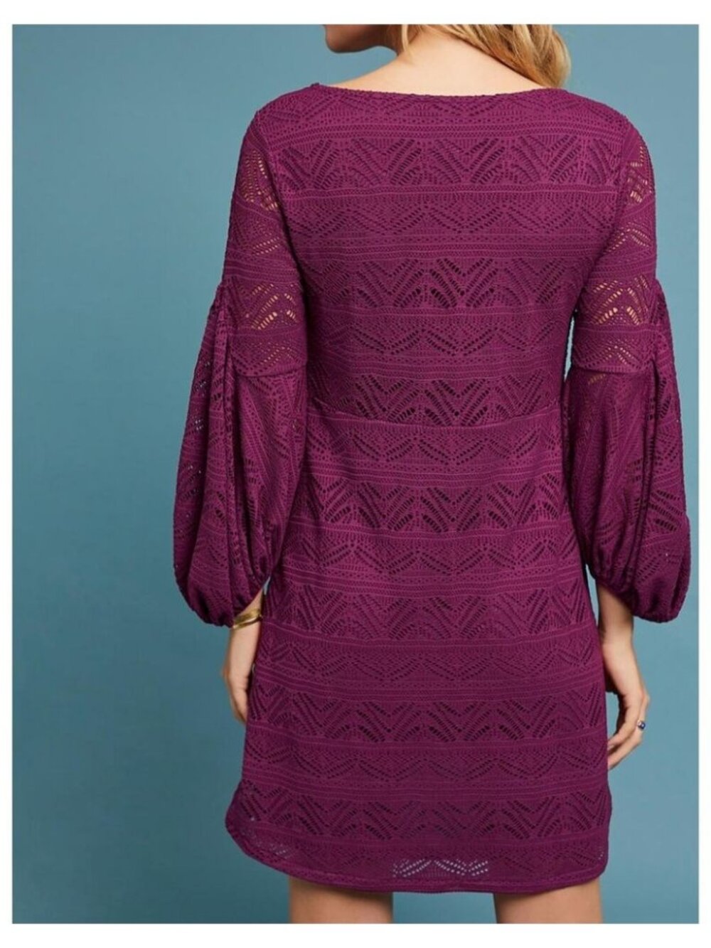 MAEVE Balloon Sleeve Laila Lace Lined Dress Size Medium - Picture 2 of 7